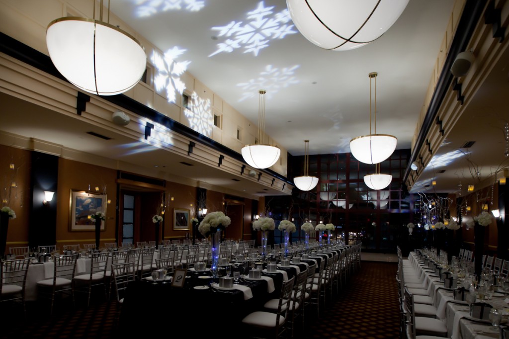 Silver Chivari chairs were used at the banquet style tables.