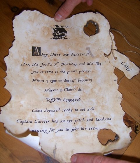 Pirate party invitation, pirate party, pirate map, tea-stained invite, Pirate birthday party