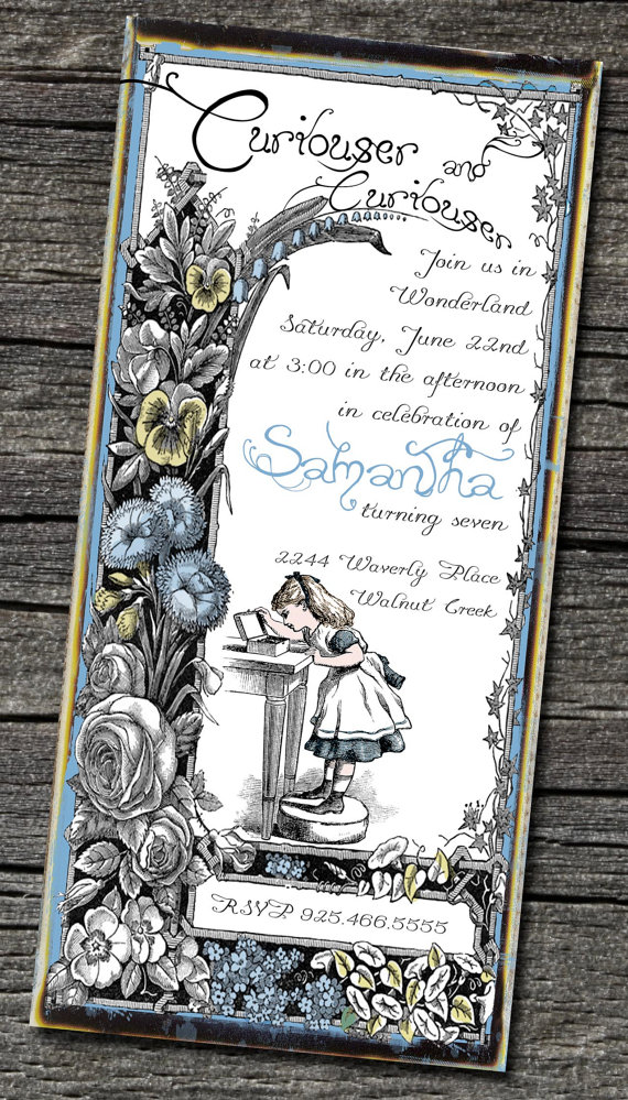 Alice in Wonderland, invitation, invite, baby shower invitation, birthday invitation