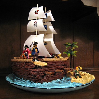 Pirate party cake, pirate ship cake