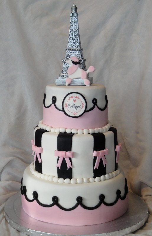 Paris pink poodle party cake