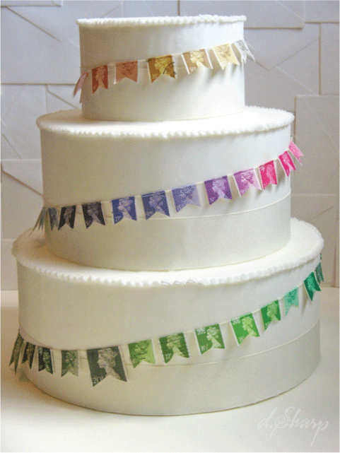 Vintage stamp mini garland for a cake