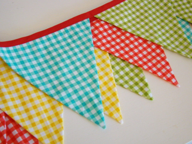 Pretty gingham banner or garland for a summer party or picnic