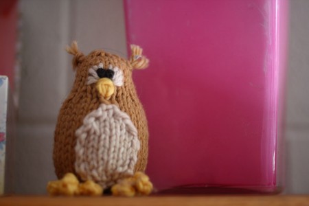 Cute knit or knitted owl toy