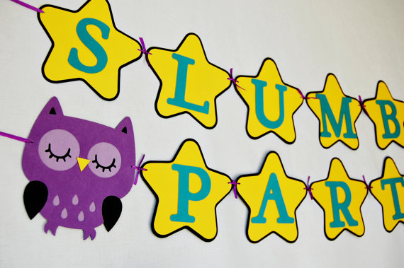 Slumber party with an Owl theme, decorations