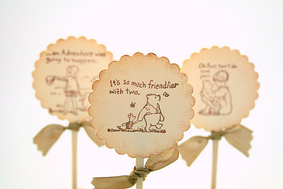 Vintage Winnie the Pooh Cupcake toppers available on Etsy for a party