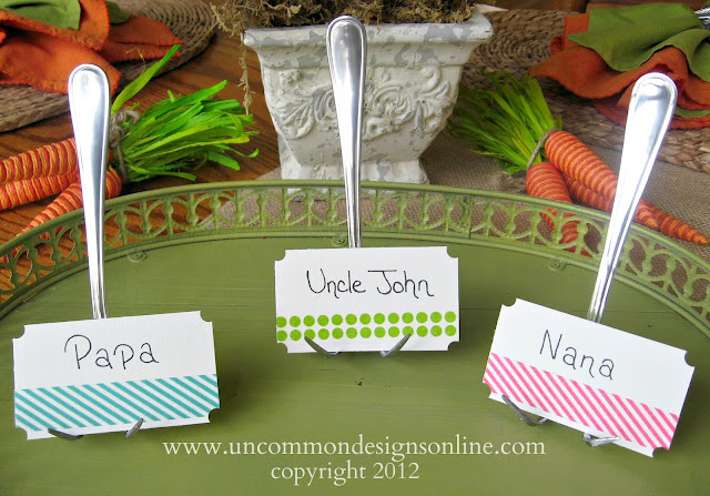 Using washi tape to decorate place cards