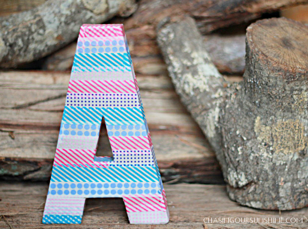 Cover a letter with washi tape for a great accent in a kid's room or on a bookshelf