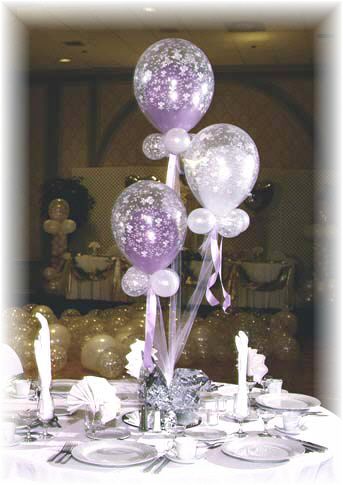Lavender, clear and white balloon centerpieces you can make for yourself