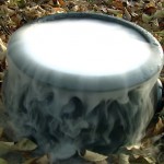 spooky smoking cauldron made with dry ice for Halloween drinks
