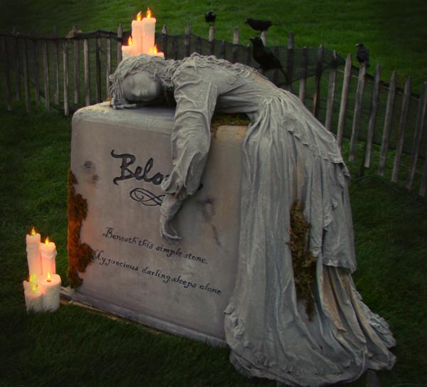Spooky homemade tombstone for Halloween