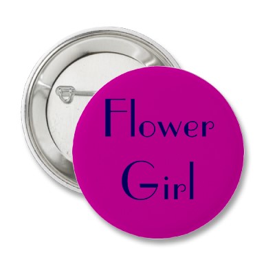 Navy and Fuchsia Flower Girl Button