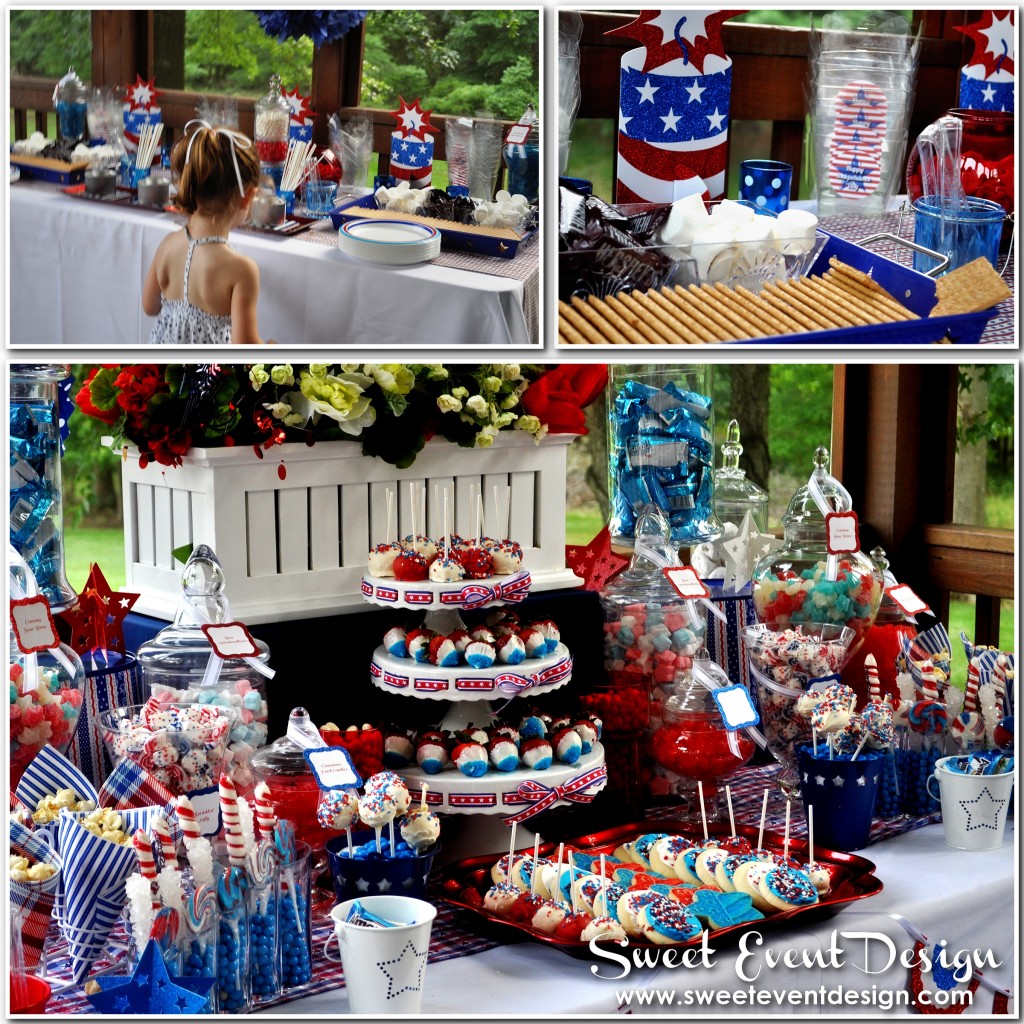 Election night red white and blue candy buffet
