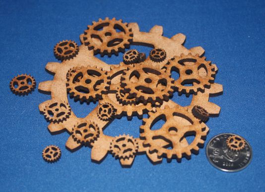 Laser cut wooden gears for steampunk decor