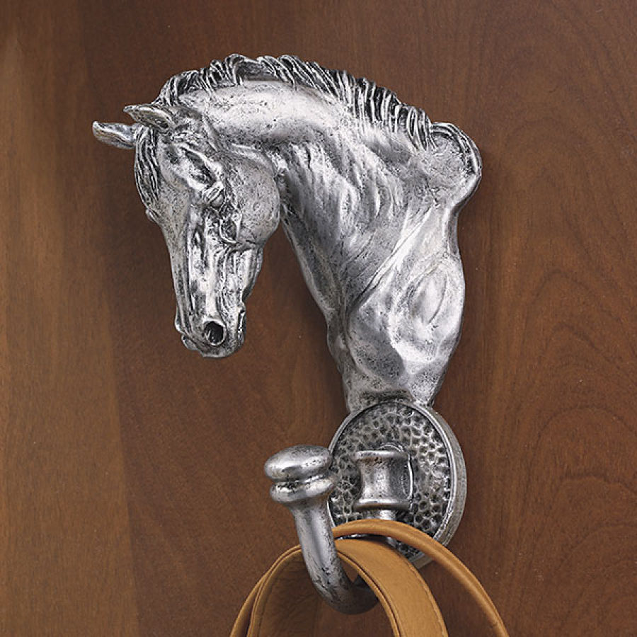 Antique Silver Finish Horse head wall hook