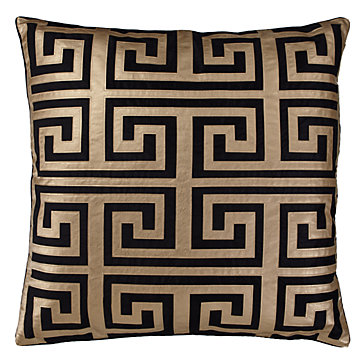Greek Key Black and Gold Decorative Pillow