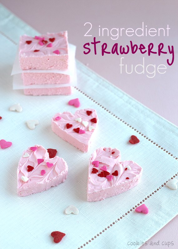 Strawberry fudge hearts for Valentine's Day