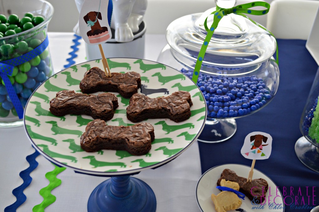 Dog Days of Summer Party Desserts brownies cut in dog bone shapes