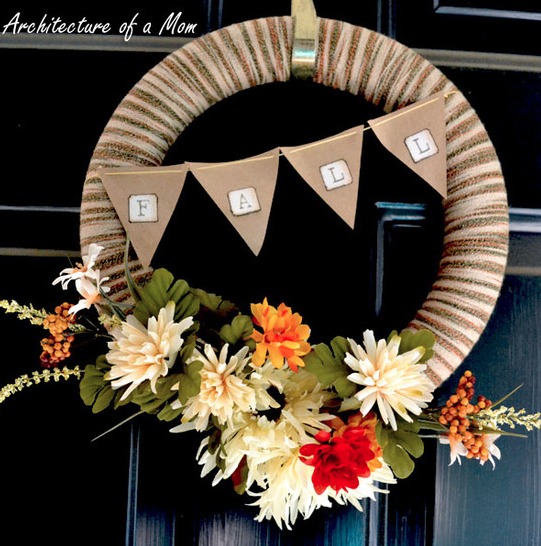 Fall DIY Yarn Wreath from Architecture of a Mom
