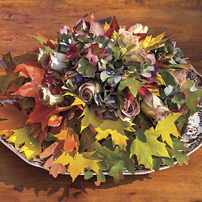 Fall Leaves and Flowers Centerpiece ~ Southern Living