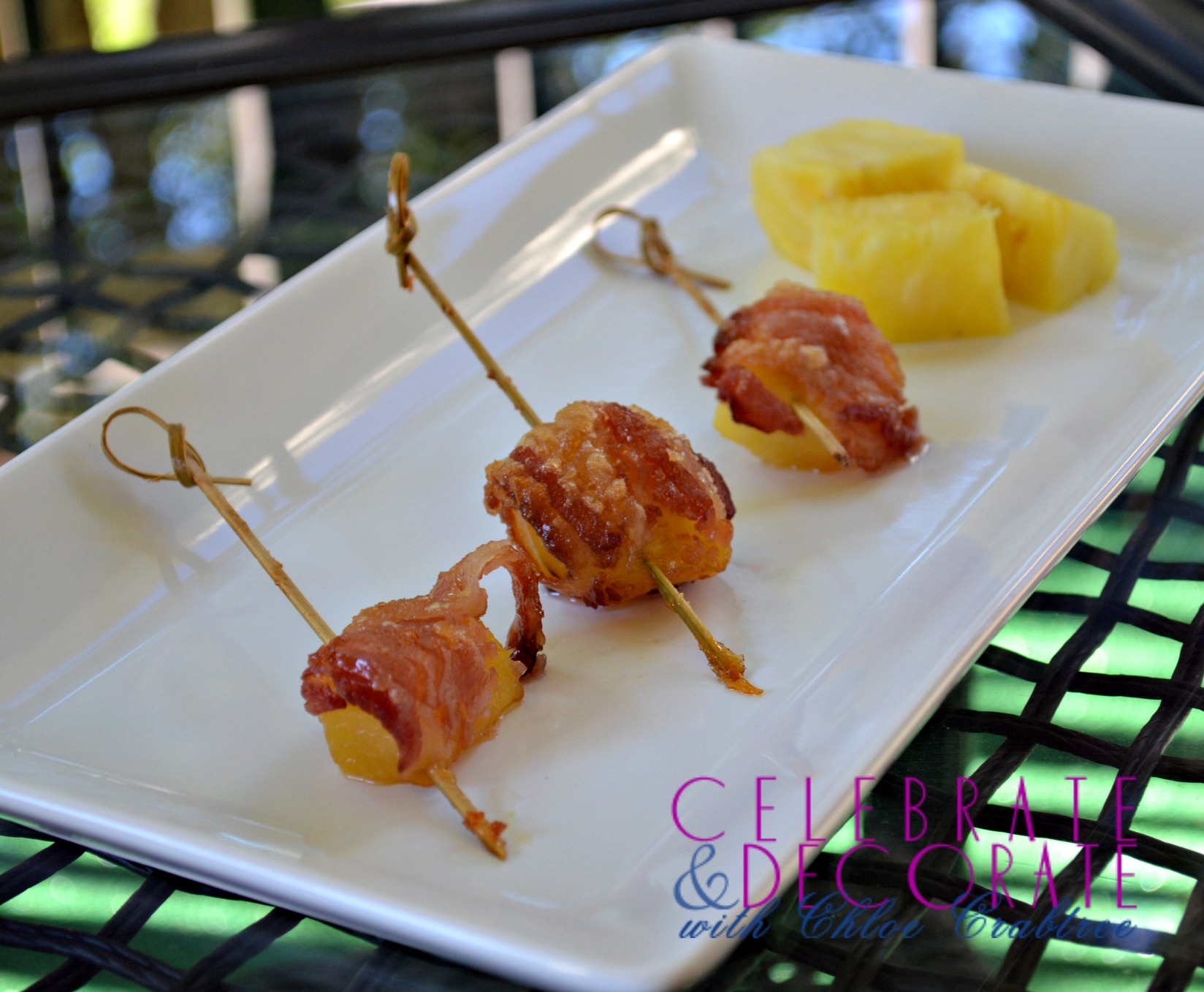 Pineapple wrapped with bacon