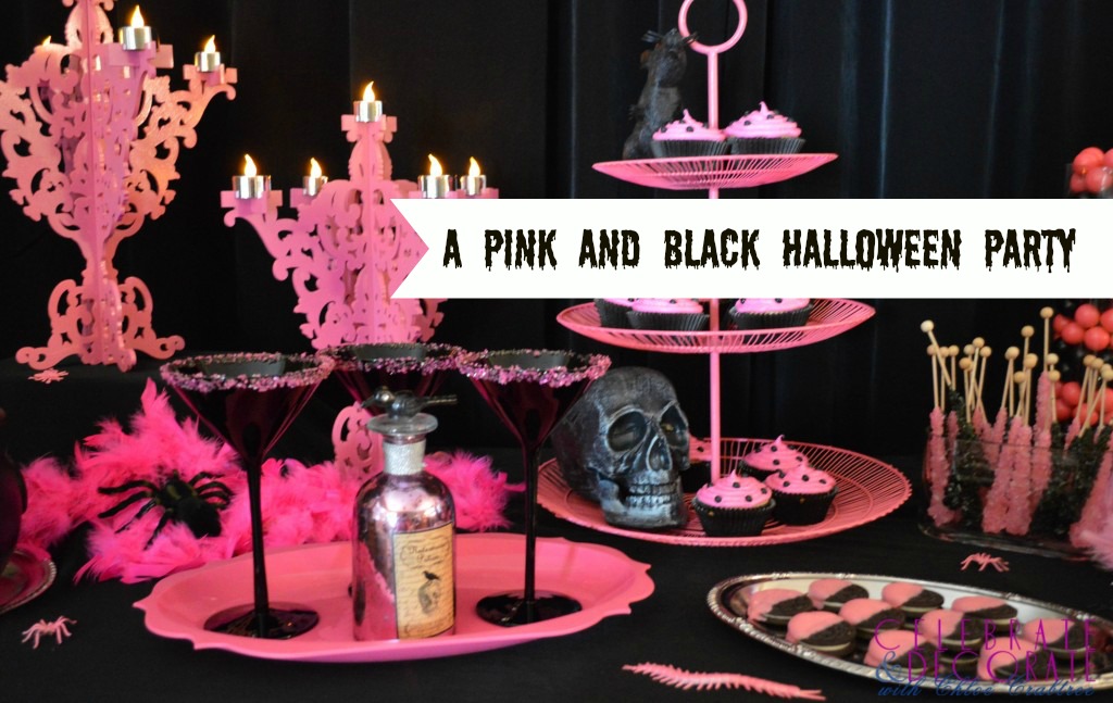 Pink-and-Black-Dessert-Table