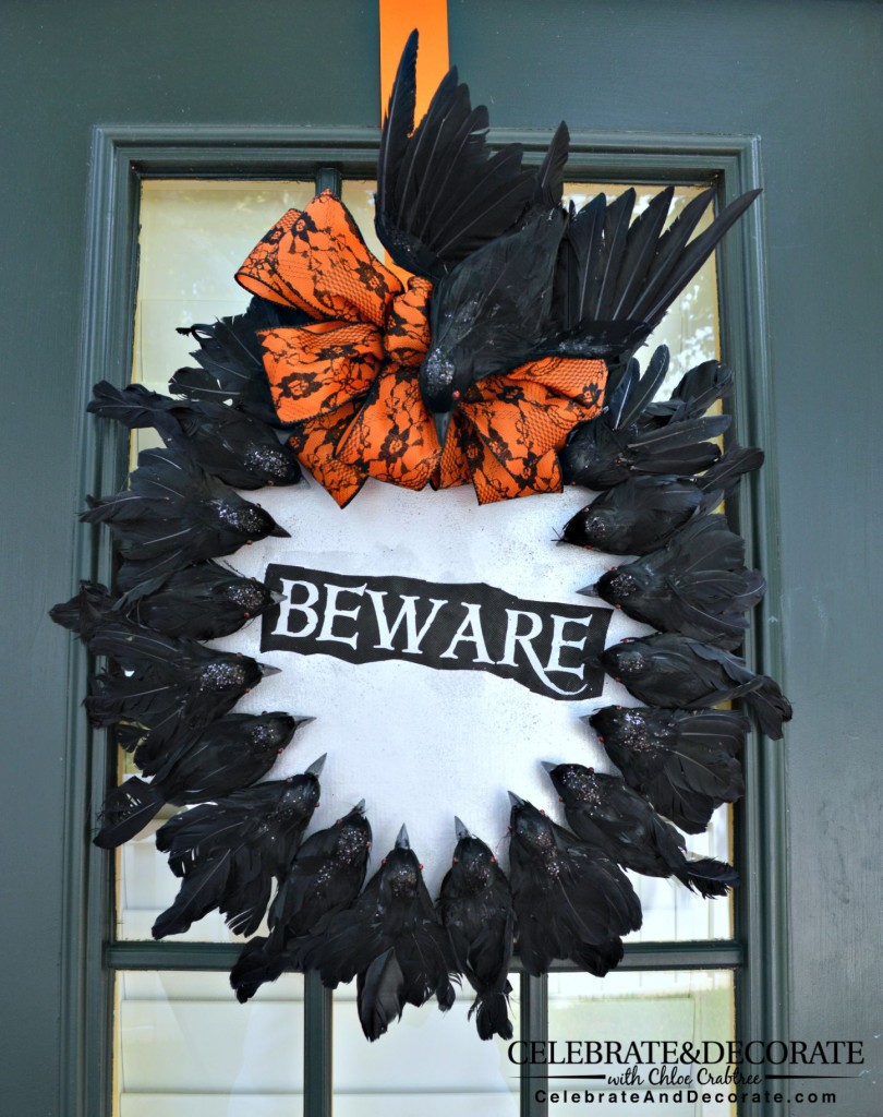 Beware of the Birds Creepy Halloween Wreath