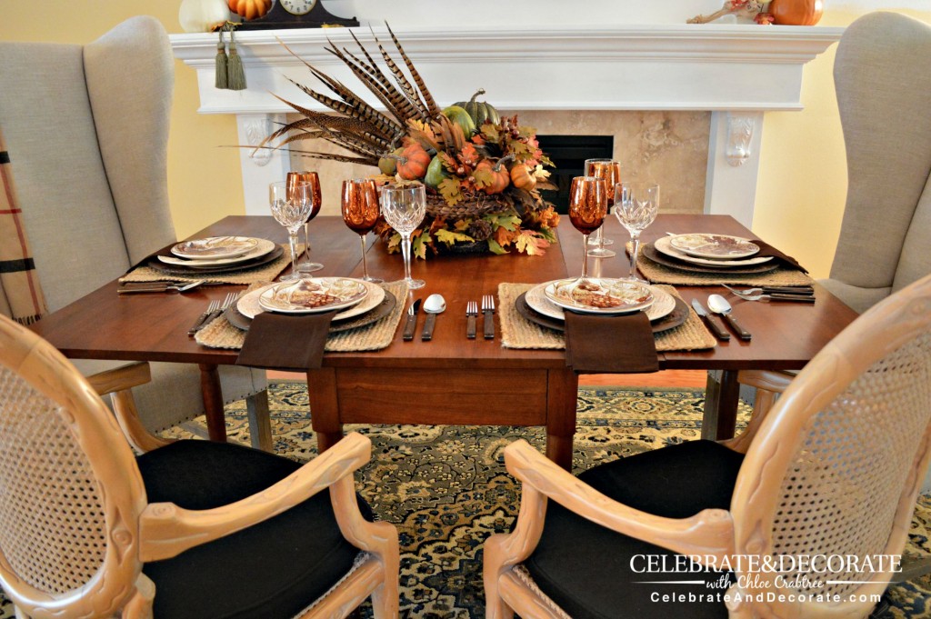 Fall Tablescape with Pheasant Dishes