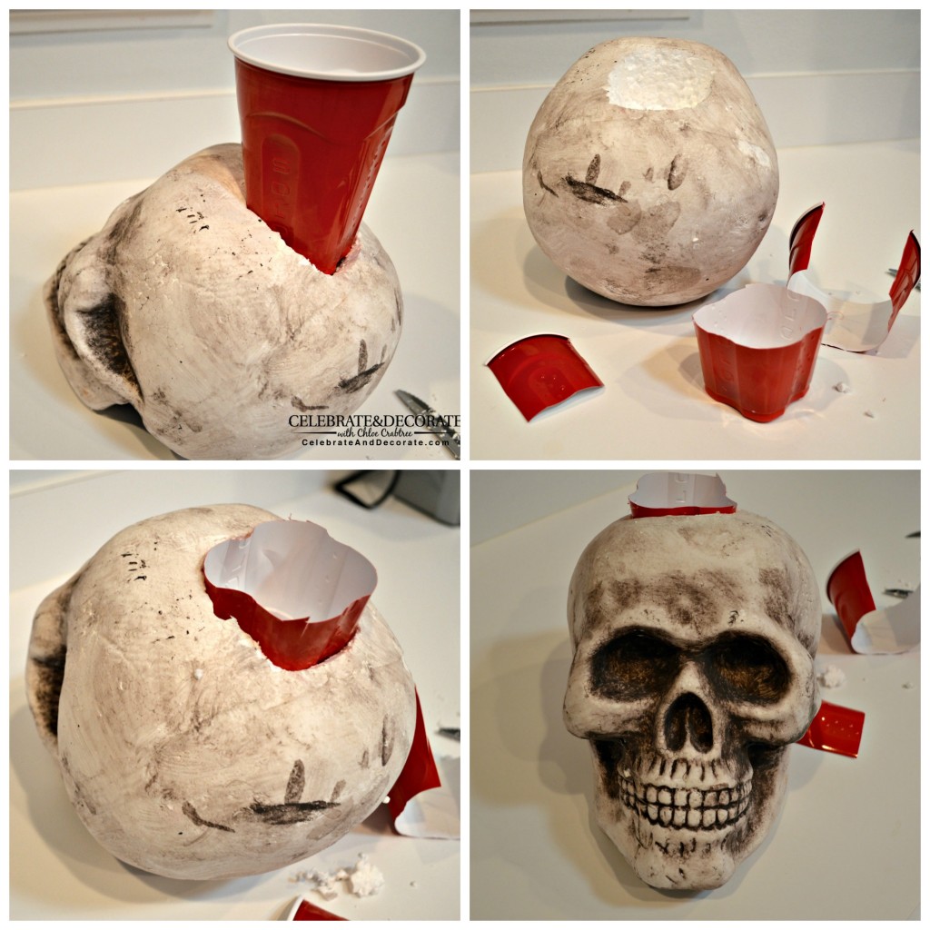 Setting your vase into a skull