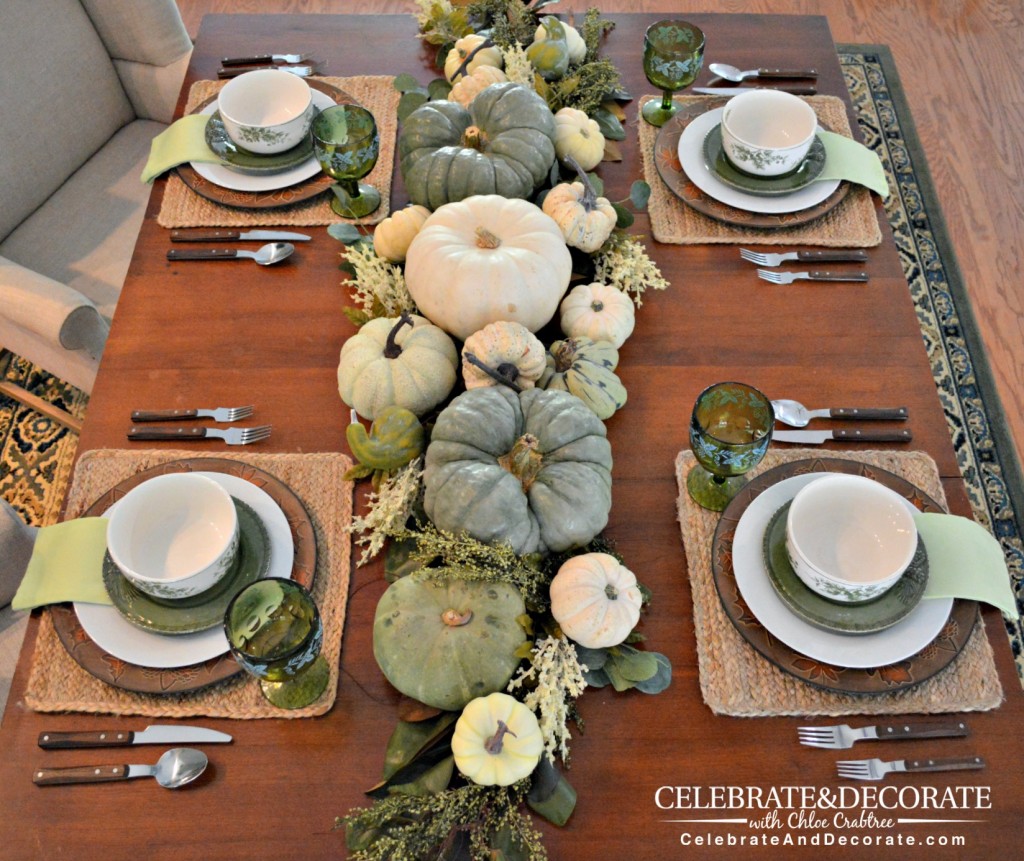 A Green and White Thanksgiving Tablescape