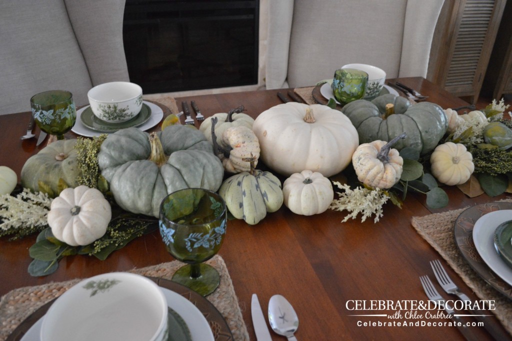 A Thanksgiving Tablescape in Green and White