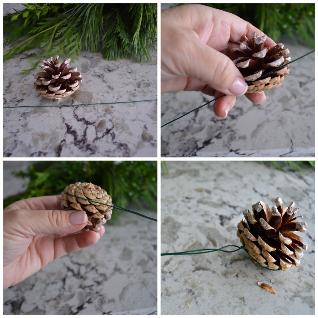 Adding a pinecone to arrangements