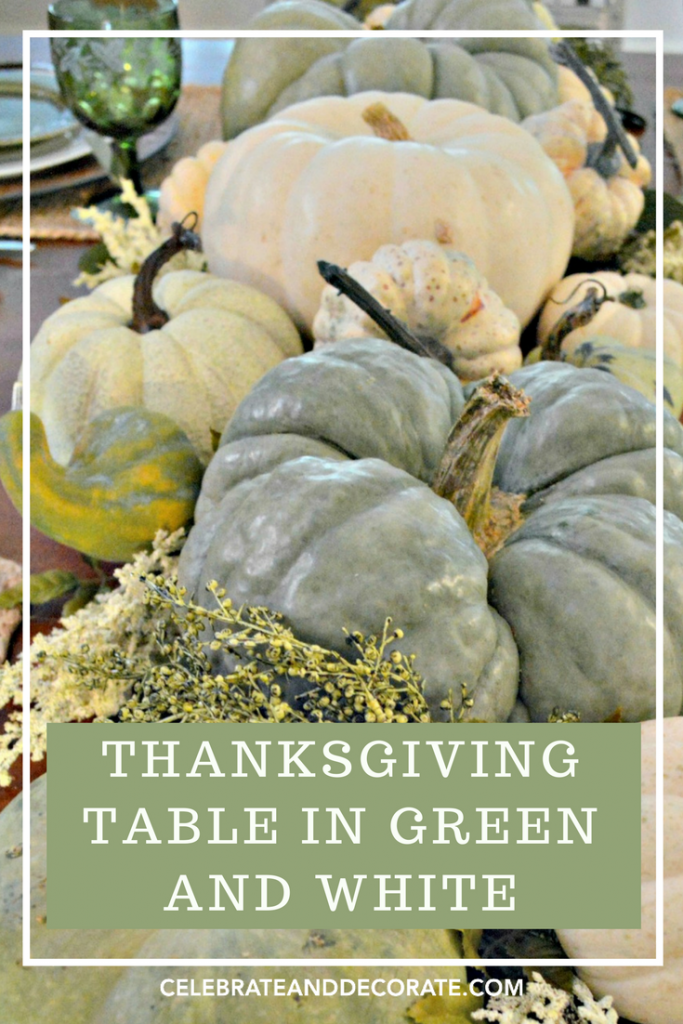 Thanksgiving table in green and white