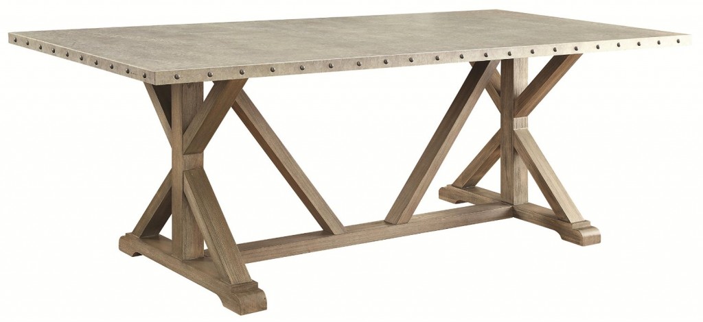 Dining table with a metal top