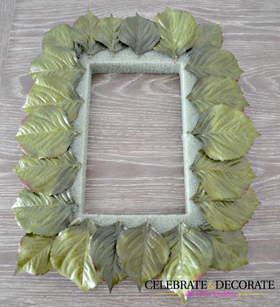 Wreath with silk leaves around the border