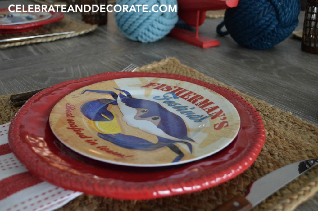 A seafood festival tablescape, perfect for a clambake.