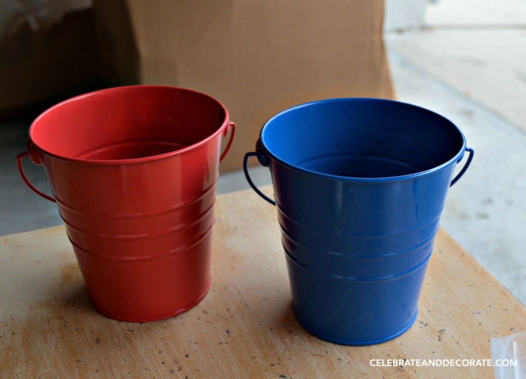 Red and Blue Pails from the Target Dollar Stop