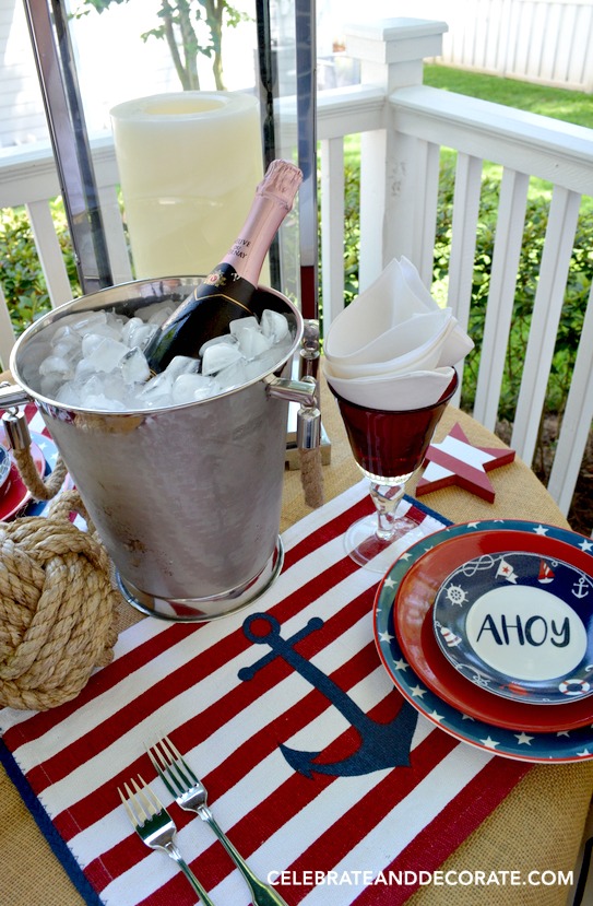 Nautical Tablescape on the back porch