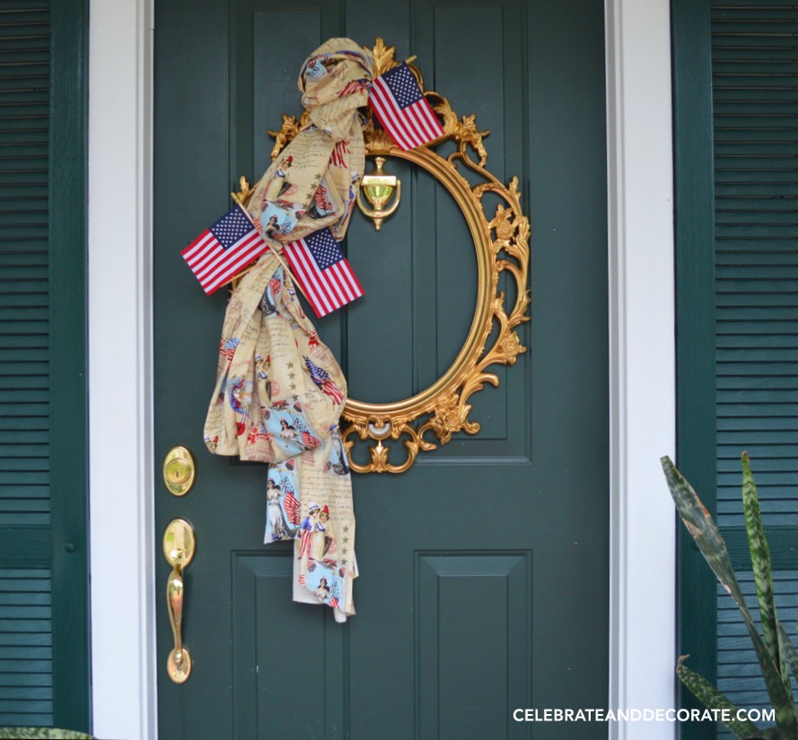Vintage inspired Fourth of July door decor
