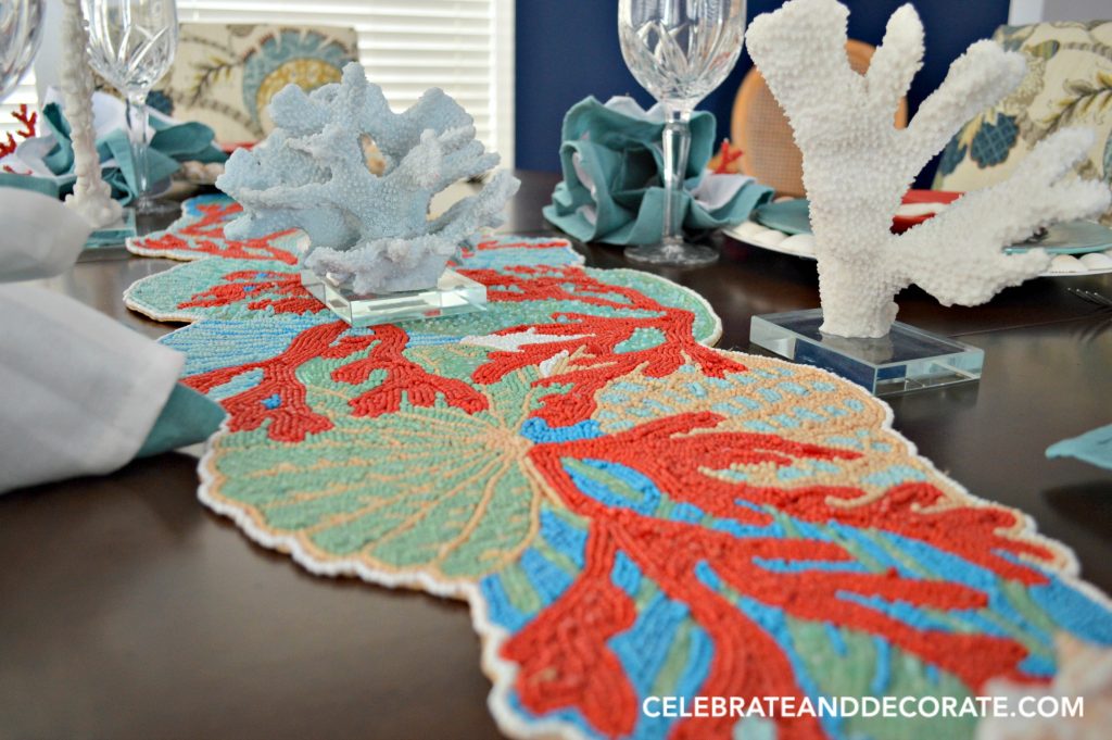 A celebration of coral tablescape