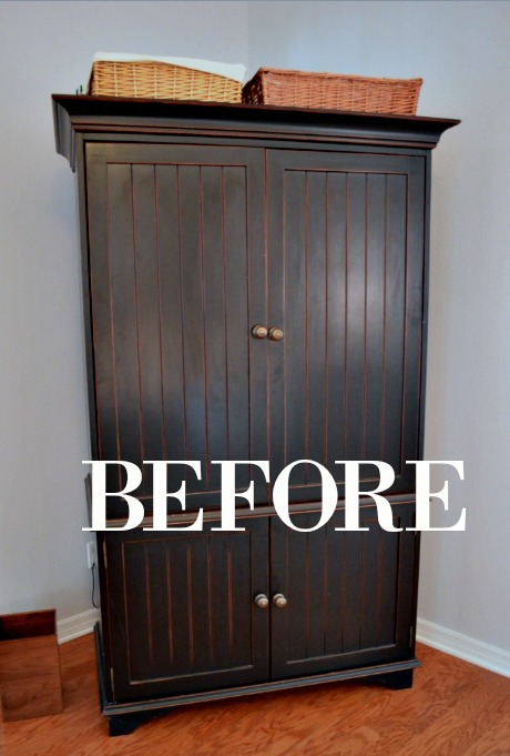BEFORE PICTURE OF A BLACK ARMOIRE