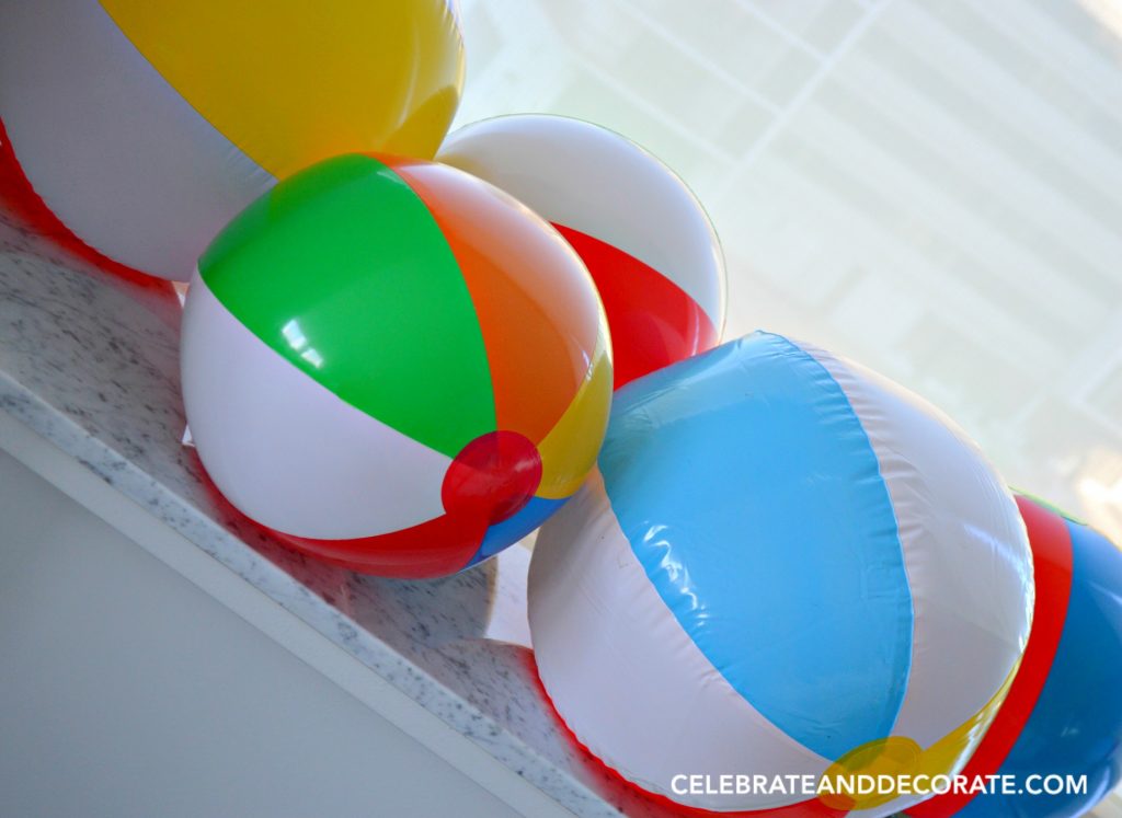 Beach balls make for inexpensive party decor