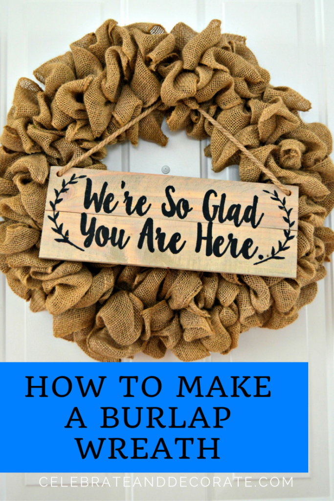 Step by step tutorial how to make a burlap wreath