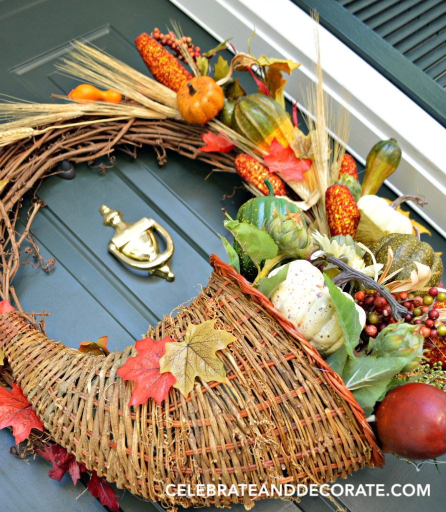 Horn of plenty wreath DIY to add some Fall to your entryway