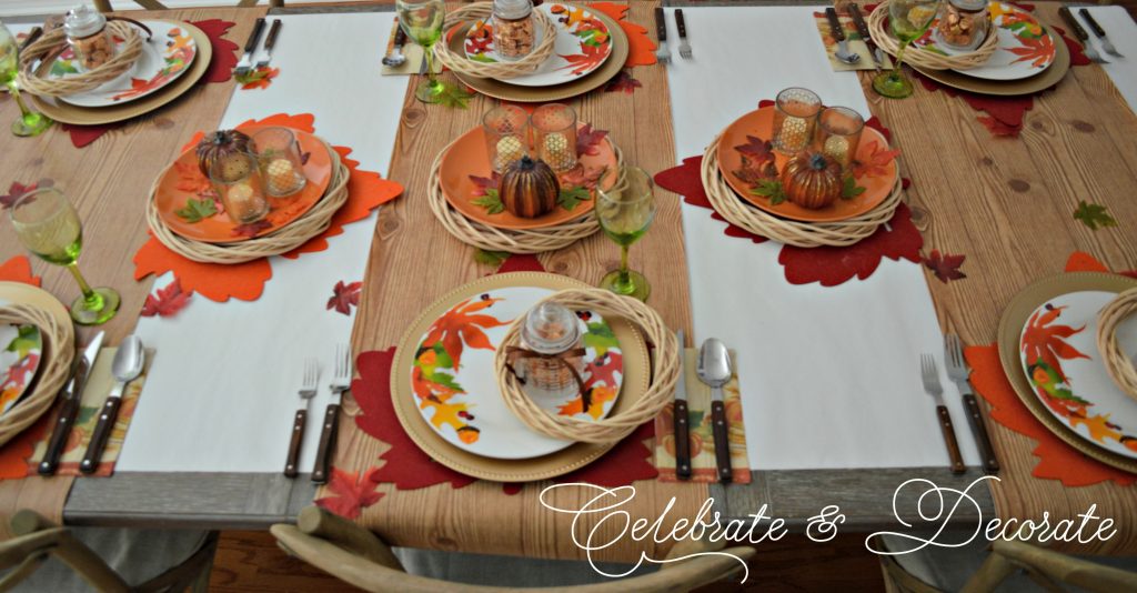 Style a pretty table for Thanksgiving with items from your local dollar store.  