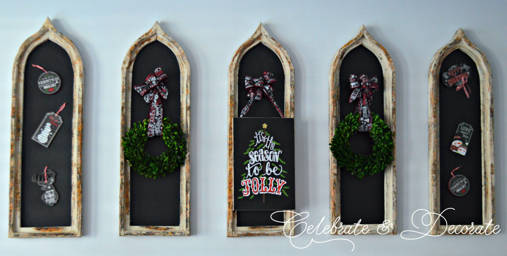 Chalkboards decorated for Christmas. 