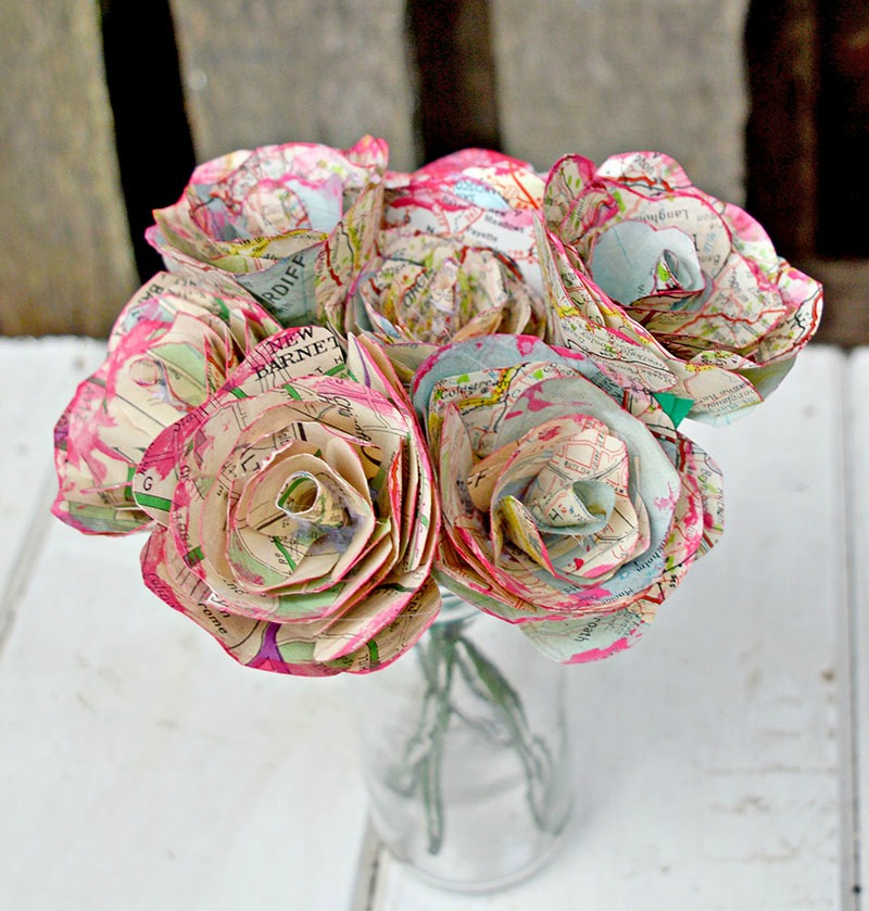 Map Paper Flowers