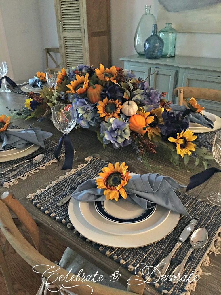 Fall tablescape with sunflowers