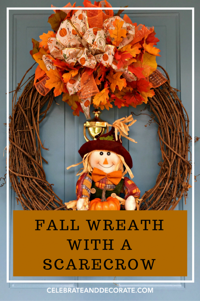Make a fall wreath with a cute scarecrow