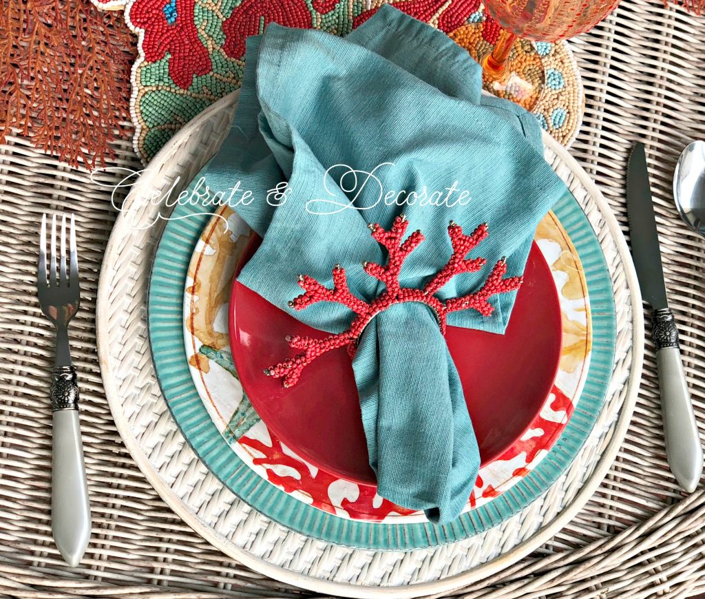 Gather seaside elements for this bright and bold table setting.